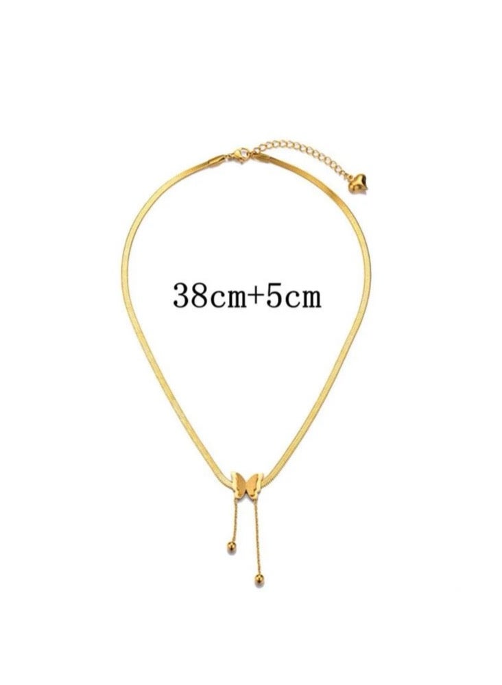 بلو لاين سلسال نسائي انيق مصنوع من الاستانلس ستيل مطلي باللون الذهبي عيار 18 - Image 4