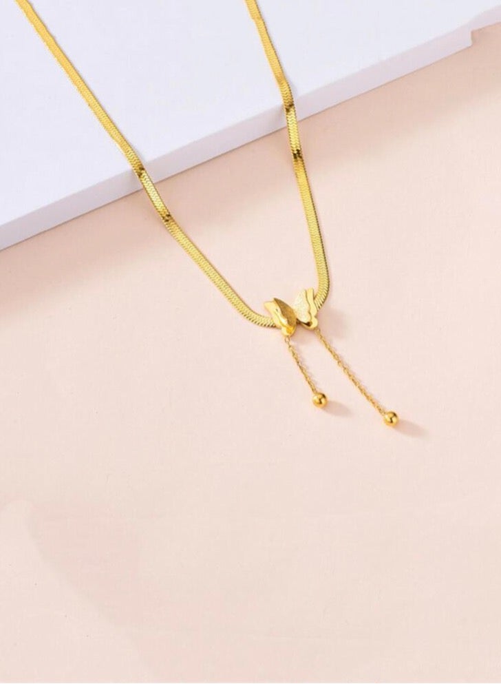 بلو لاين سلسال نسائي انيق مصنوع من الاستانلس ستيل مطلي باللون الذهبي عيار 18 - Image 3