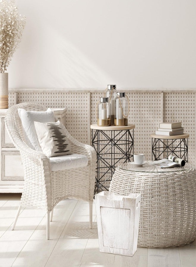 توبزيا سلة مهملات خشبية من توبزيا، سلة مهملات ريفية بمقبض، سلة مهملات خشبية مستطيلة صغيرة مزخرفة، حاوية قمامة للحمام والمطبخ وغرفة النوم والمكتب وغرفة المعيشة - Image 5