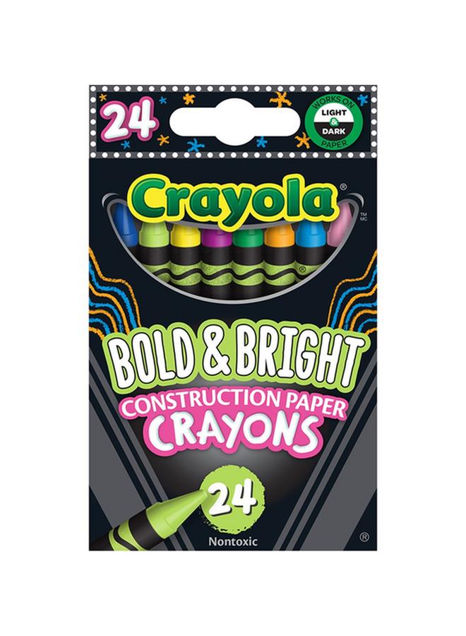 Crayola 24-Piece Nontoxic Bold and Bright Construction Paper Crayon Set Multicolor CRA5234630002