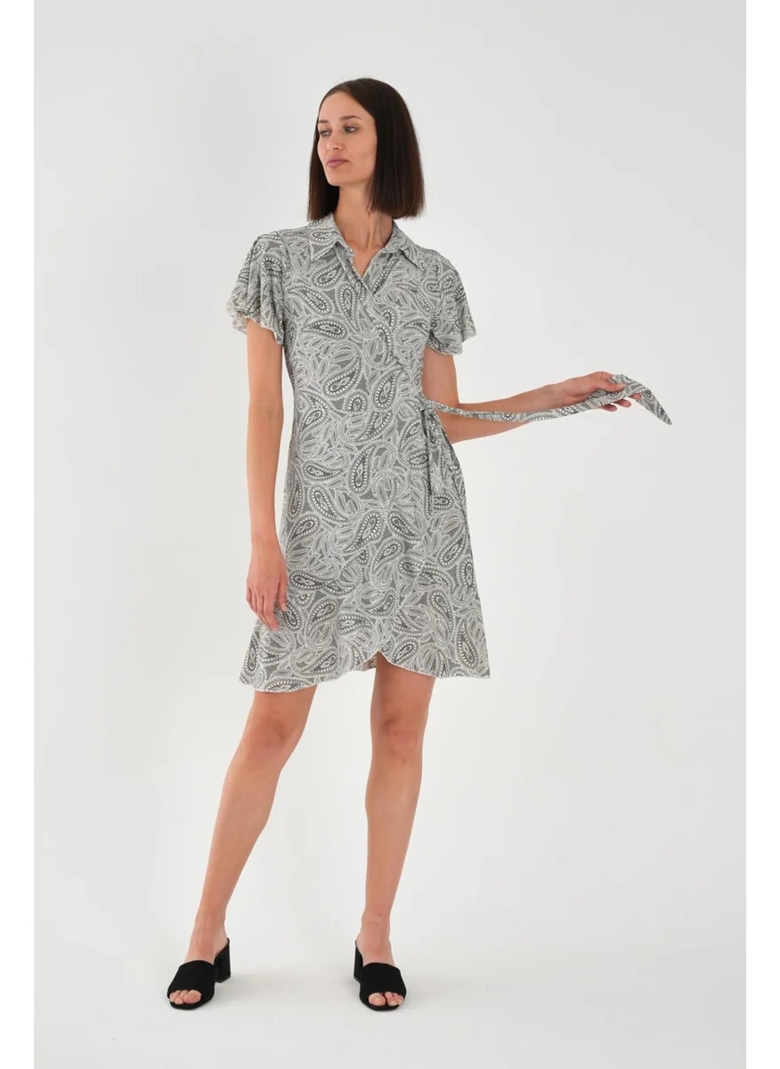 Alexander Gardi Alexandergardi Collar Detail Belted Flounce Dress