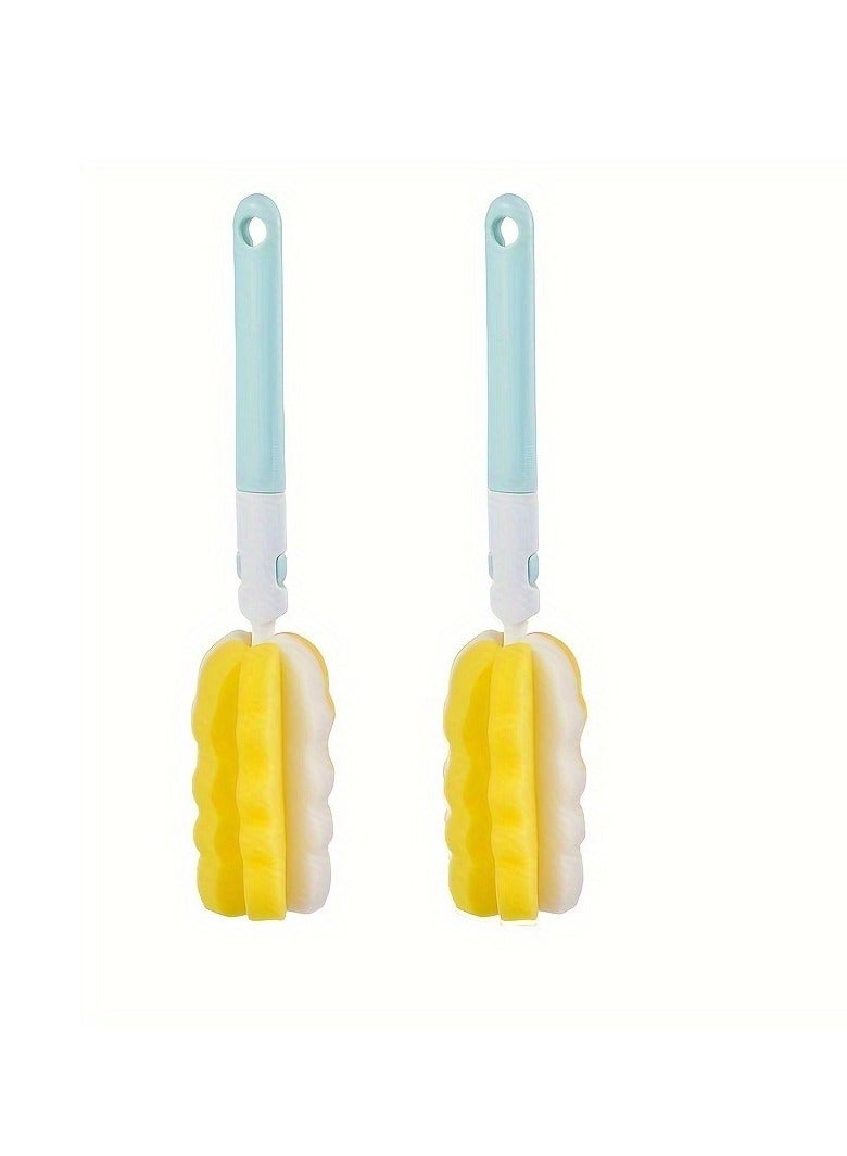 2pcs High-density Thick Sponge Bottle Brushes, Detachable Cup Brushes, Sponge Vacuum Cup Brushes, Bottle Brushes - Image 1