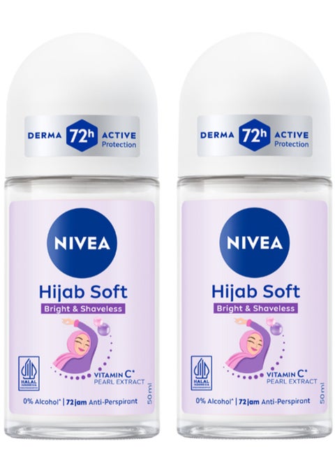 Pack Of 2 Hijab Soft Antiperspirant Roll On Deodorant 50ml