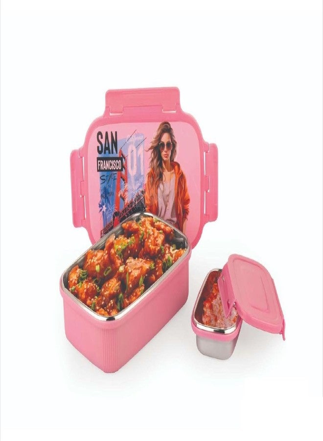 Foliam Microwave-Safe Stainless Steel Lunch Box, Bpa Free, Perfect for Office, School, Travelling, Combo (1000+150ml) - Image 3