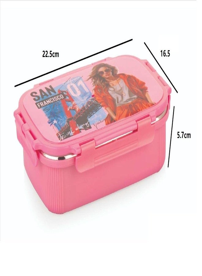 Foliam Microwave-Safe Stainless Steel Lunch Box, Bpa Free, Perfect for Office, School, Travelling, Combo (1000+150ml) - Image 2