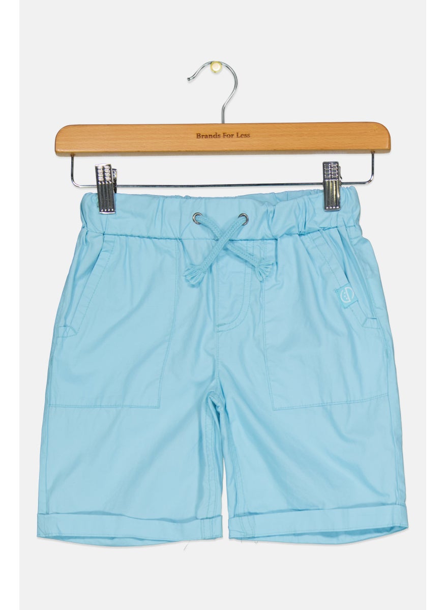 Cool Club Kids Boy Drawstring Plain Basic Shorts, Blue  - Image 1