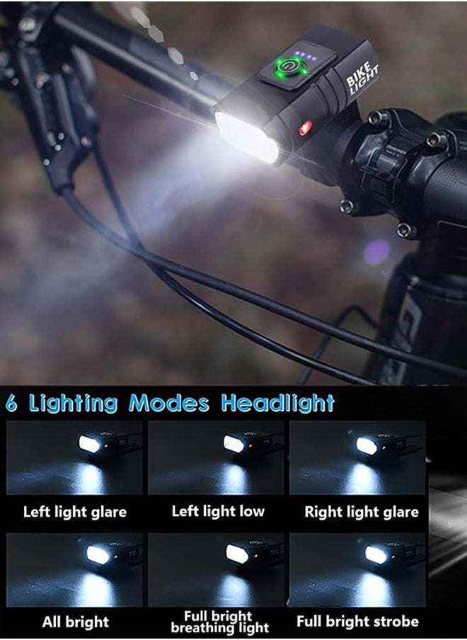 Garlo - Bike Light, High Lumens Super Bright Bicycle Light, 6+4 Modes USB Rechargeable Bike Headlight & Tail Light Set, Waterproof Safety Bike Front & Rear Light for Road, Mountain, Night Riding - Image 1