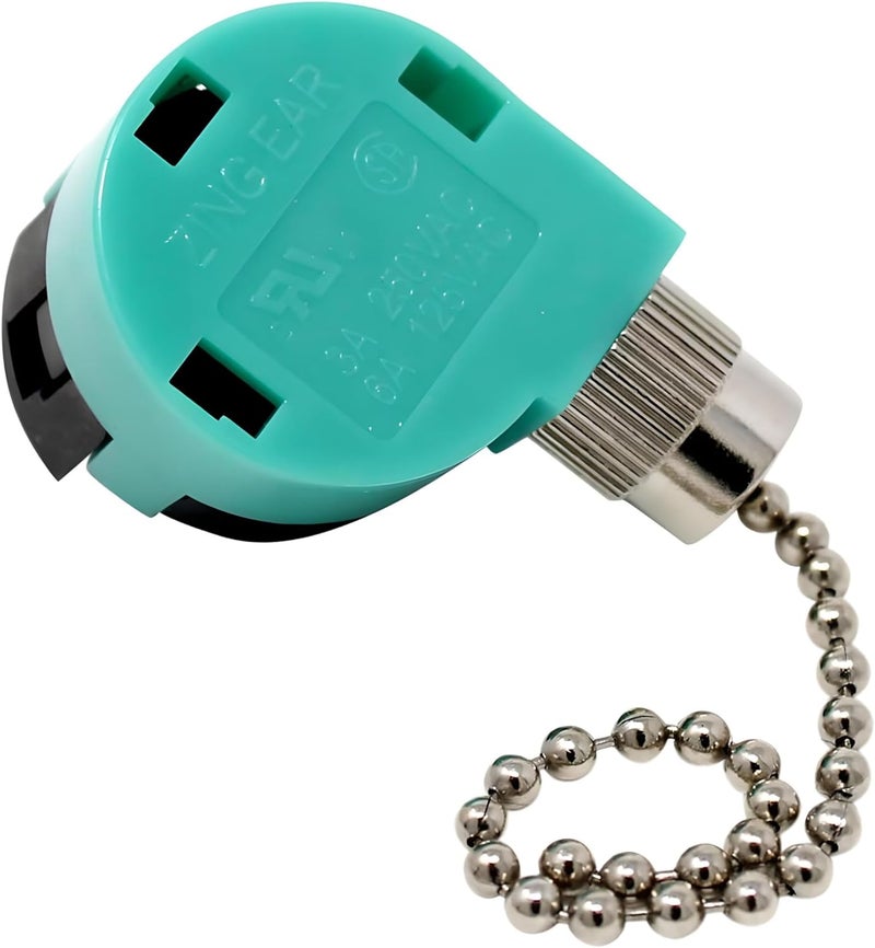 CeilingFanSwitch Store Zing Ear ZE-268S6 ZE-208S6 Switch 3 Speed Pull Chain Control Ceiling Fan Replacement Speed Control Switch (Nickel) - Image 1