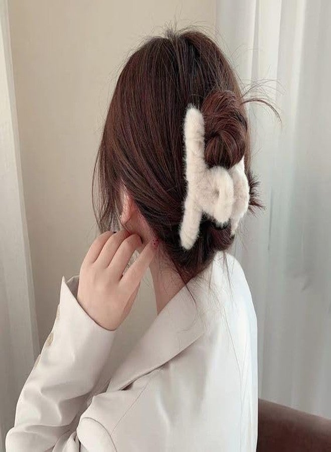 Dkriva® Winter Hair Claw Clips for Women | Plush, Non-Slip Hair Clips for Thin & Thick Hair | Elegant Clamps for Daily Use, Special Occasions & Gifts | Multi-Color(4PCS-Long Furry Butterfly) - Image 3