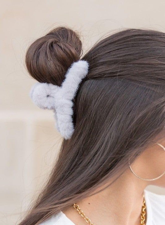 Dkriva® Winter Hair Claw Clips for Women | Plush, Non-Slip Hair Clips for Thin & Thick Hair | Elegant Clamps for Daily Use, Special Occasions & Gifts | Multi-Color(4PCS-Long Furry Butterfly) - Image 2
