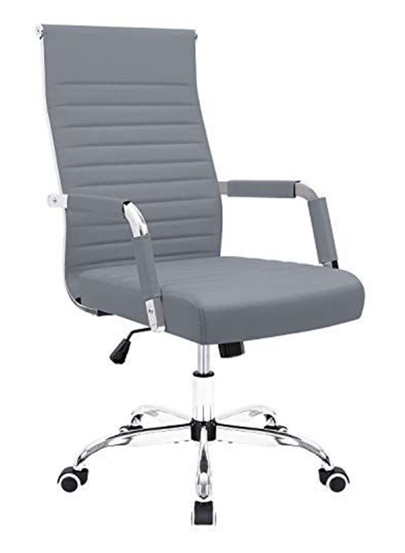 Mahmayi كرسي مؤتمرات تنفيذي من Mahmayi Furmax Ribbed Office Desk Mid-Back مصنوع من جلد البولي يوريثان - رمادي - Image 1