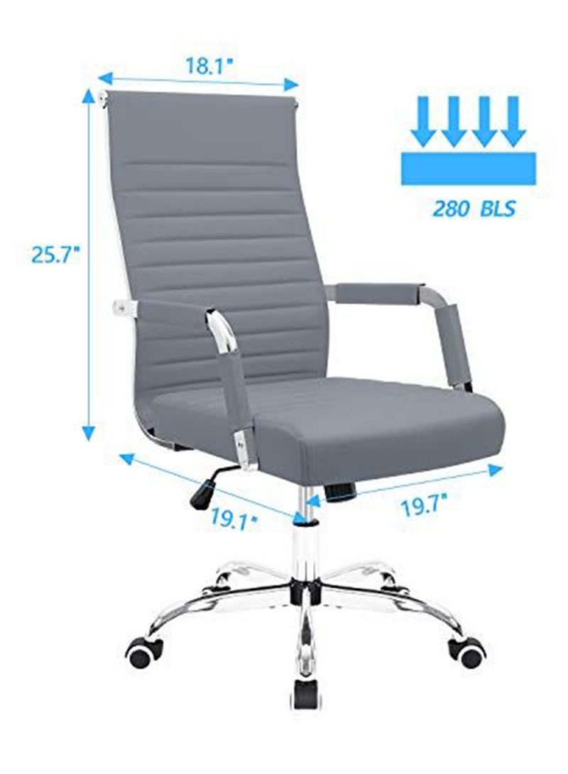Mahmayi كرسي مؤتمرات تنفيذي من Mahmayi Furmax Ribbed Office Desk Mid-Back مصنوع من جلد البولي يوريثان - رمادي - Image 3
