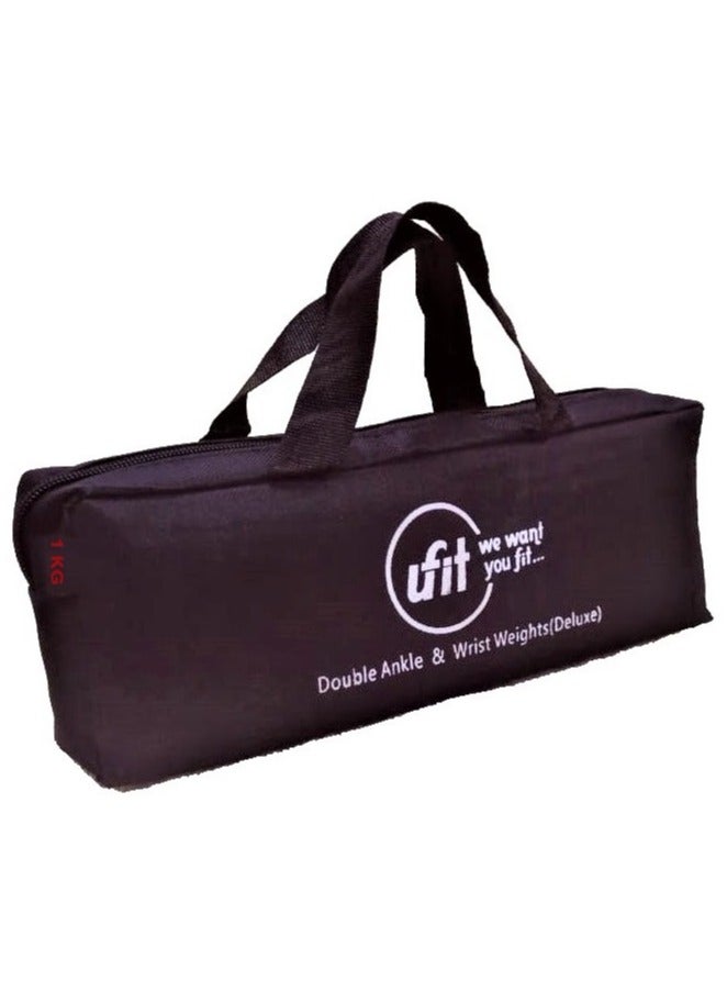 UFIT Double Ankle & Wrist Weights With Carry Bag, Black 1KG (0.5KG×2PCS) - Image 2