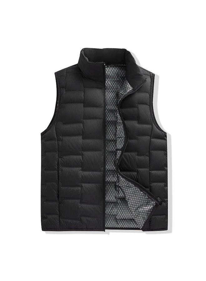 سترة جرافين الخفيفة للرجال والنساء بأسلوب الخريف والشتاء، ياقة وقوف بدون أكمام، صدرية من زغب البط الأبيض، طباعة مخصصة - Image 2