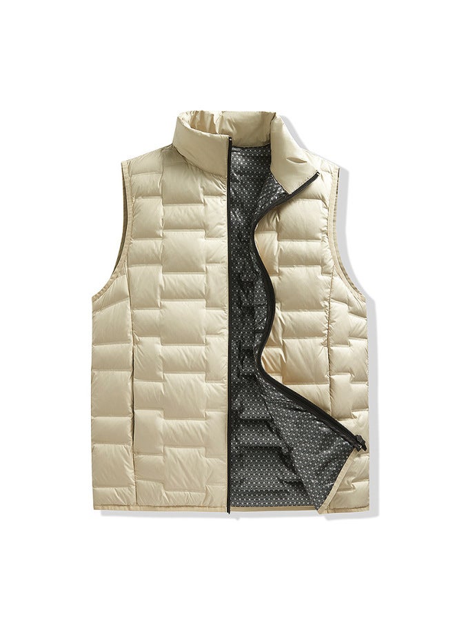 سترة جرافين الخفيفة للرجال والنساء بأسلوب الخريف والشتاء، ياقة وقوف بدون أكمام، صدرية من زغب البط الأبيض، طباعة مخصصة - Image 1