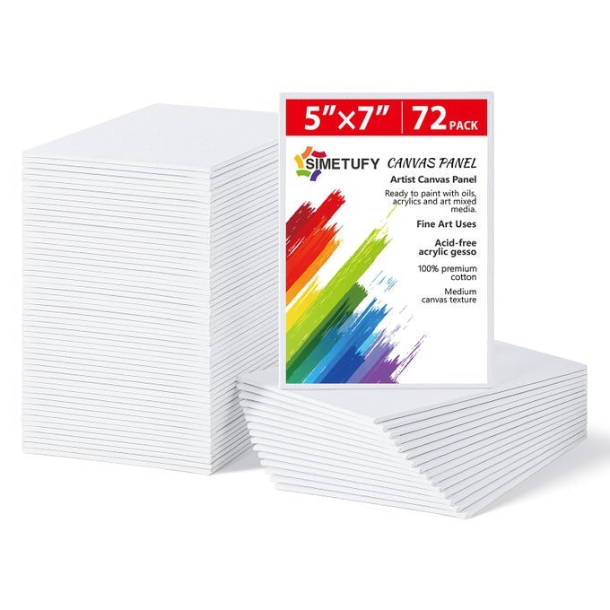 72 Pack Small Canvas Boards for Painting 5 x 7 inch Flat Canvas Panels for Kids Gesso Primed AcidFree 100 Cotton for Acrylics Oil Watercolor Tempera Paints