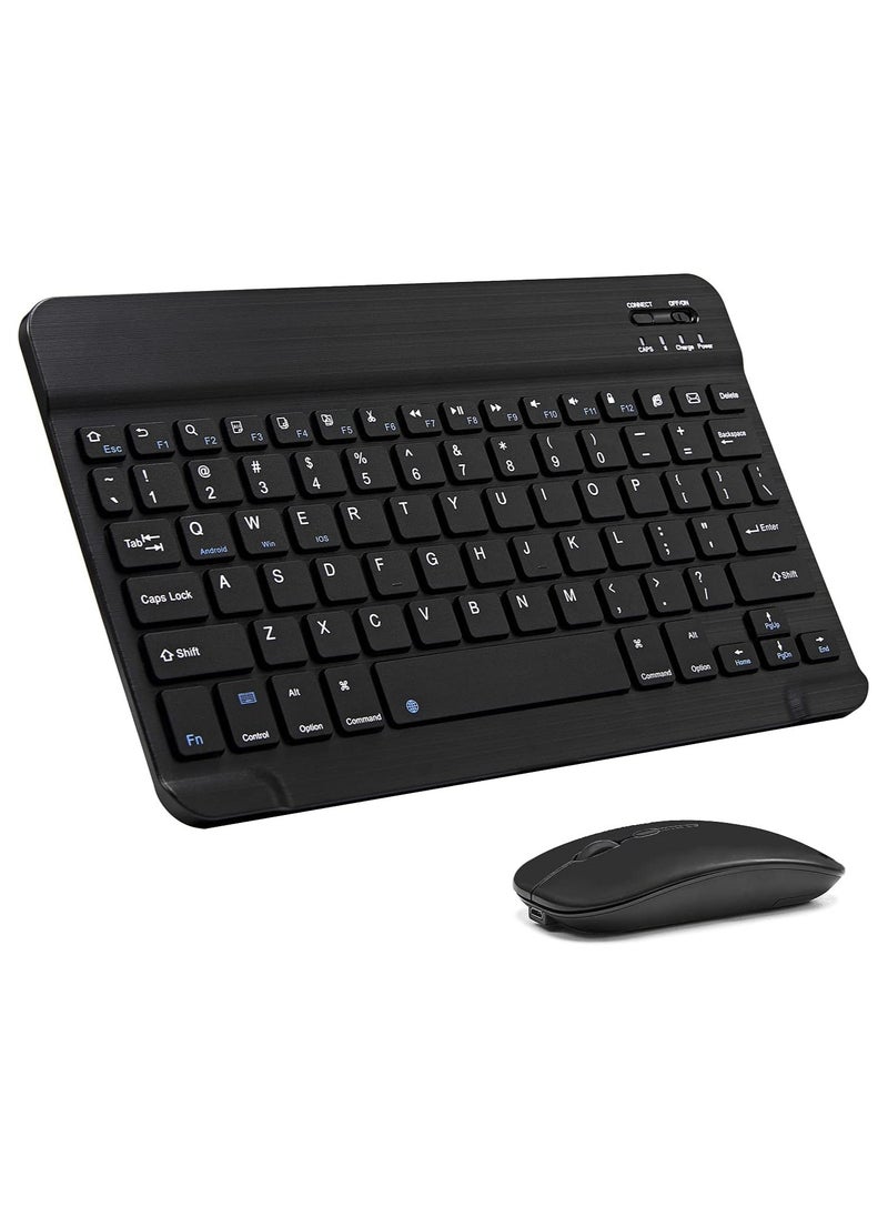 ELTRAZONE ELTERAZONE Ultra-Slim Bluetooth Keyboard and Mouse Combo Rechargeable Portable Wireless Keyboard Mouse Set for Apple iPad iPhone iOS 13 and Above Samsung Tablet Phone Smartphone Android Windows(Black)  - Image 1