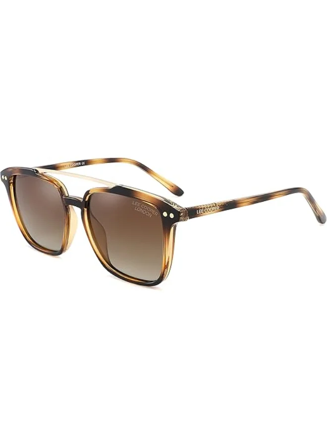 لي كوبر Polarized Sunglasses Shiny Demi Brown  Frame Gradient brown Mirror Lens 51mm  - LC1019C03