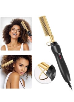 ELTRAZONE Hot Comb Hair Straightener Electric Straightening for African American And Wigs Ceramic Wand Curling Irons Lightweight Protective Brush  - Image 1