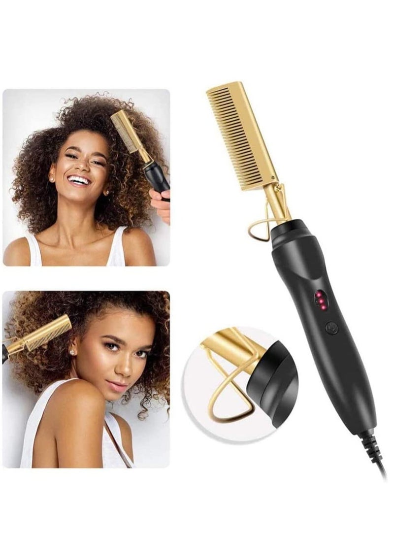 ELTRAZONE Hot Comb Hair Straightener Electric Straightening for African American And Wigs Ceramic Wand Curling Irons Lightweight Protective Brush - Image 1