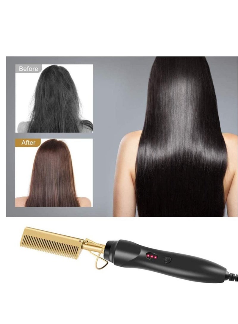 ELTRAZONE Hot Comb Hair Straightener Electric Straightening for African American And Wigs Ceramic Wand Curling Irons Lightweight Protective Brush - Image 5