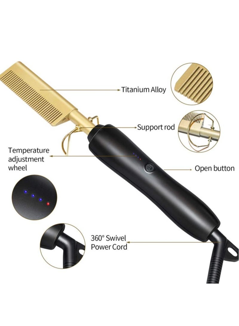 ELTRAZONE Hot Comb Hair Straightener Electric Straightening for African American And Wigs Ceramic Wand Curling Irons Lightweight Protective Brush - Image 3