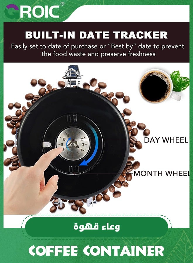 جرويك Coffee Container, 1200 ml Stainless Steel Coffee Bean Storage with Measure Spoon for Storage Coffee Bean Tea Nuts (Sliver) - Image 5