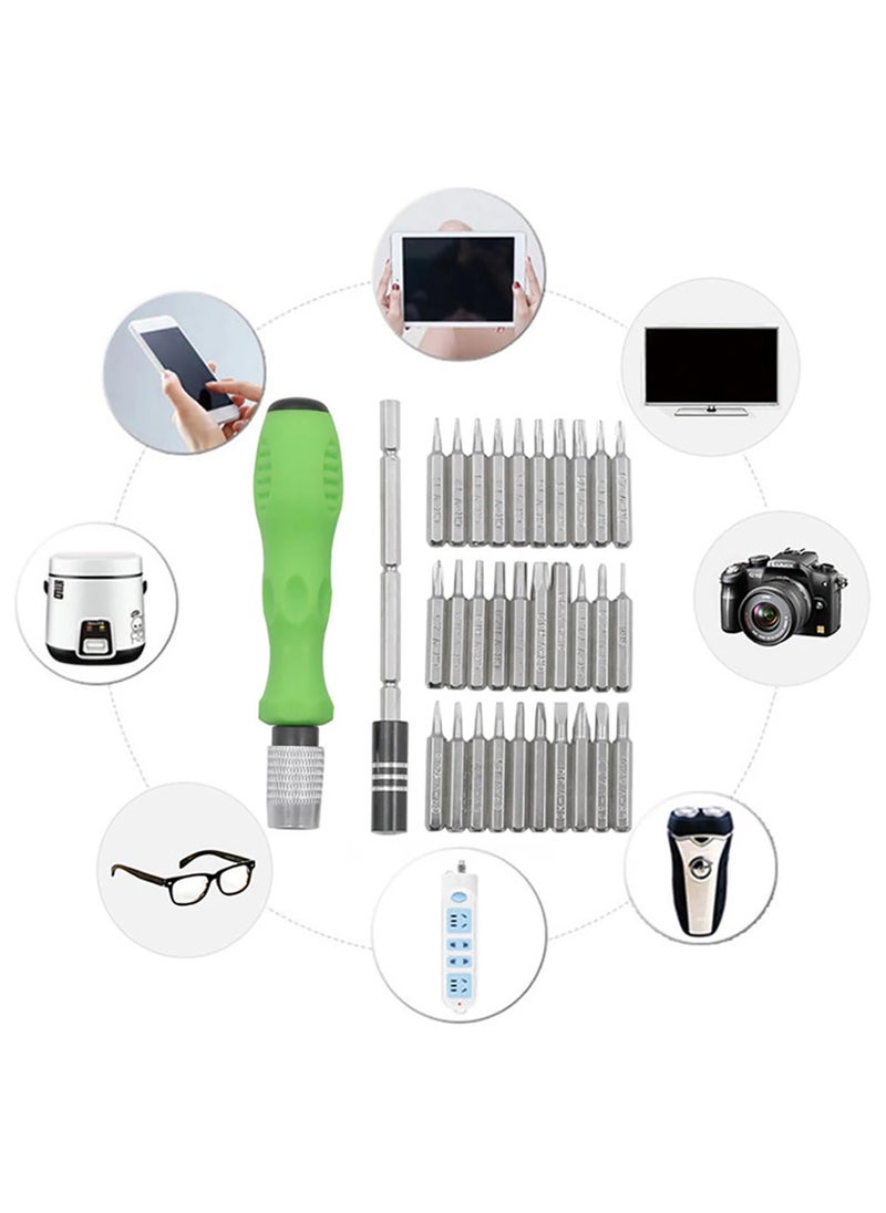 GLUN 32 in 1 Interchangeable Multipurpose Mini Screwdriver Set Magnetic Slot Wrench Bits Repair Tools Kit Set Combination Screwdriver Set for Home Appliance Laptop Mobile Computer