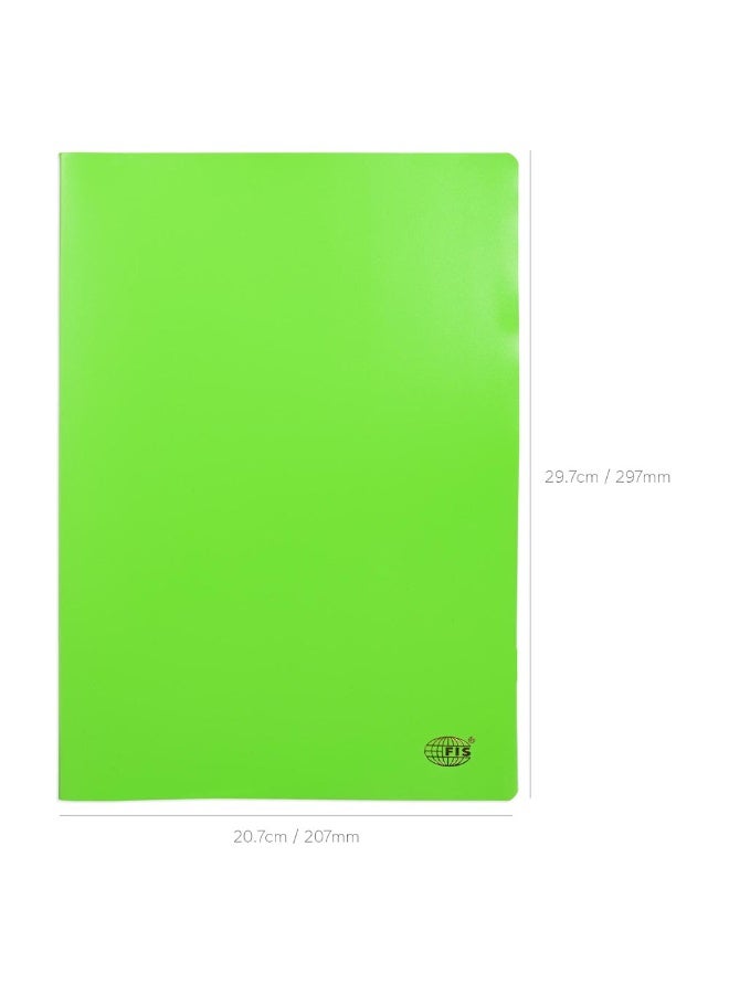 FIS Notebook, Soft Cover PP Materials, Size A4(210x297mm), Single Line Ruling, 80 Sheets, 160 Pages, 2 Round Edges, Packet of 5 Pieces, Neon Green Color-FSNBA4SLPPNGR  - Image 5