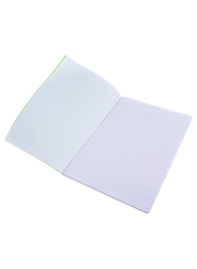 FIS Notebook, Soft Cover PP Materials, Size A4(210x297mm), Single Line Ruling, 80 Sheets, 160 Pages, 2 Round Edges, Packet of 5 Pieces, Neon Green Color-FSNBA4SLPPNGR  - Image 3