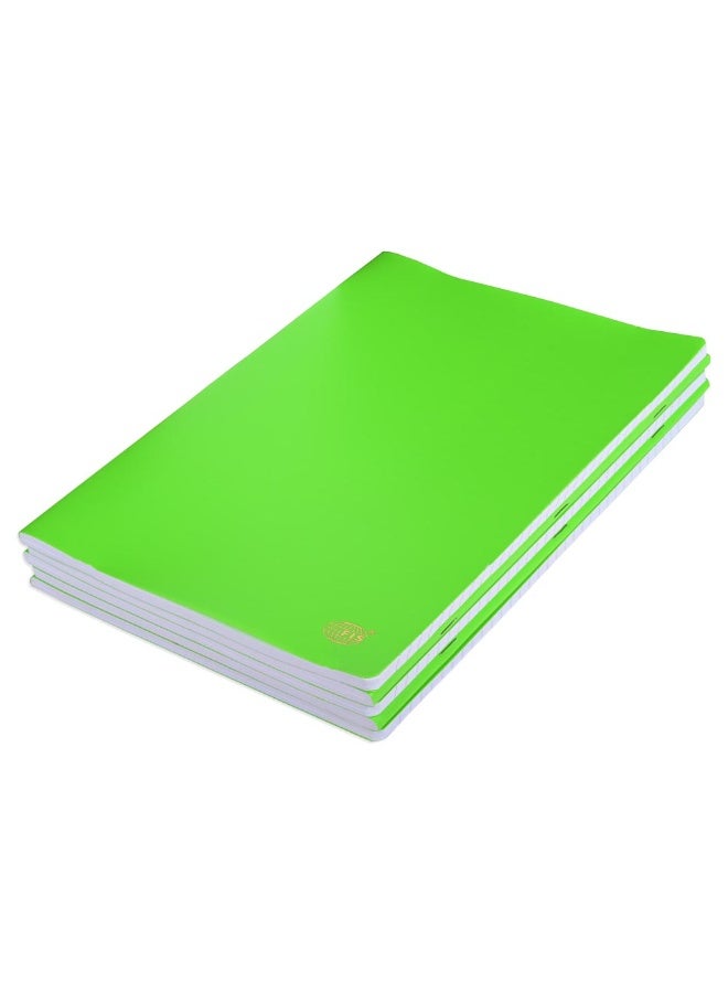 FIS Notebook, Soft Cover PP Materials, Size A4(210x297mm), Single Line Ruling, 80 Sheets, 160 Pages, 2 Round Edges, Packet of 5 Pieces, Neon Green Color-FSNBA4SLPPNGR  - Image 1
