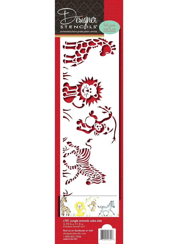 Designer Stencils Jungle Animals Cake Side by Designer Stencils  - Image 1