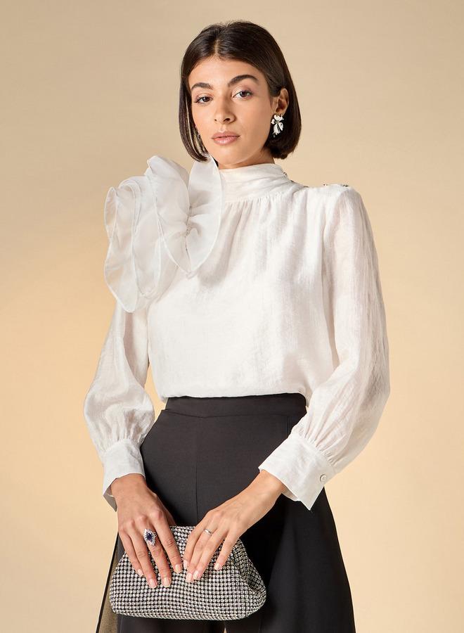 ايكونيك بلوزة مزينة بياقة عالية وأكمام طويلة من آيكونيك - Image 1