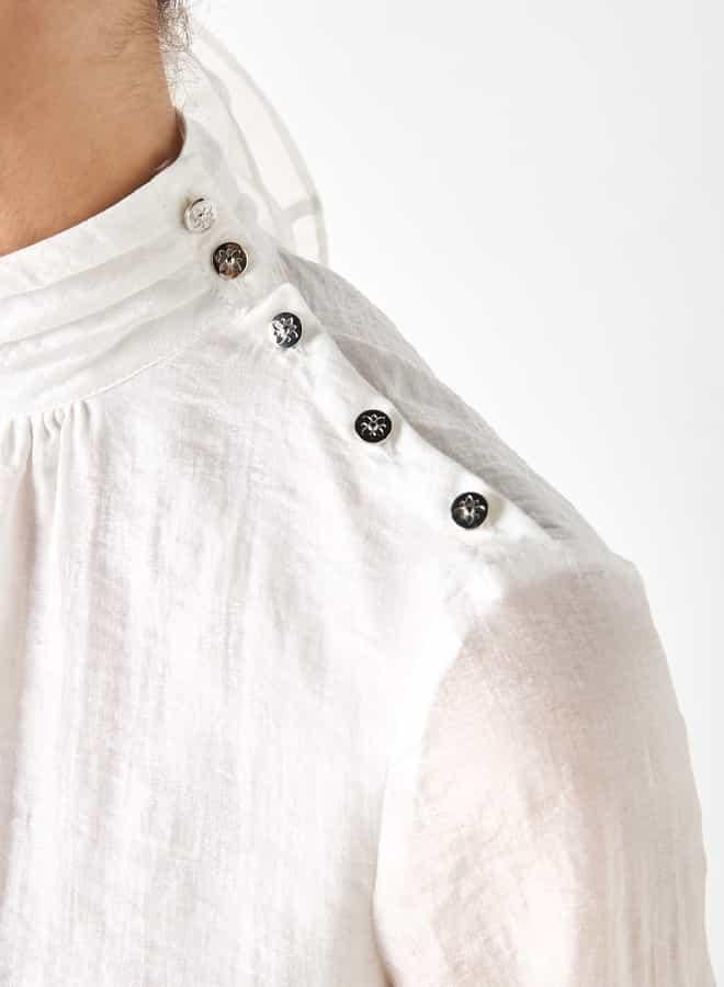 ايكونيك بلوزة مزينة بياقة عالية وأكمام طويلة من آيكونيك - Image 4