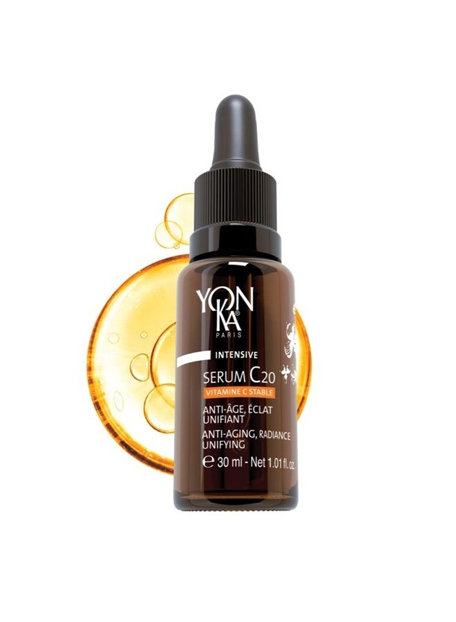 Yonka سيروم فيتامين سي من يون-كا C20 (30 مل) سيروم وجه مضاد للشيخوخة للبشرة الحساسة، تركيز عالي لعلاج التجاعيد وملمس البشرة غير المتساوي - Image 1