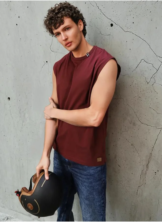 HIGH STAR Men Relaxed Fit Cotton Updated Solid Sleeveless T-shirt