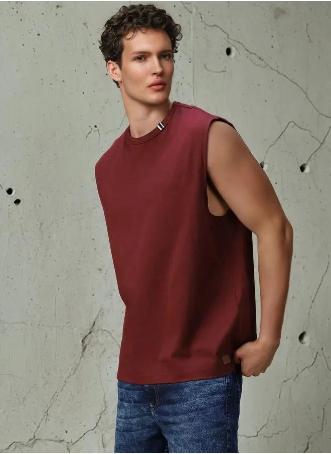 HIGH STAR Men Relaxed Fit Cotton Updated Solid Sleeveless T-shirt