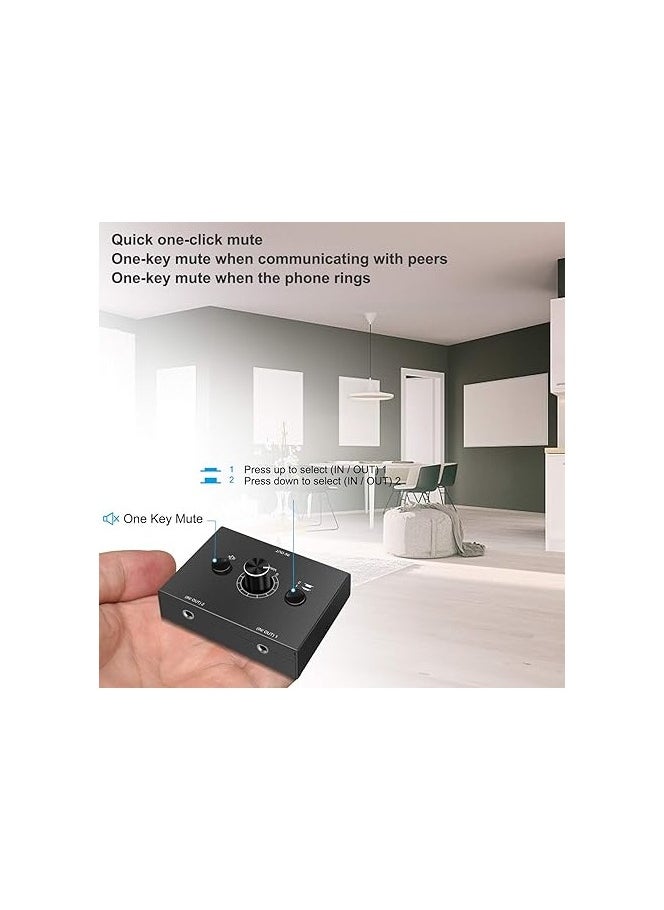 null - 3.5mm Audio Selector Audio Switcher, Speaker Switch, Aux Switch Box, Ab Switcher Selector, Bi-Directional, No Need to Connect the Power, for Music Hobbies(3.5mm 1in-2out/2in-1out) - Image 1