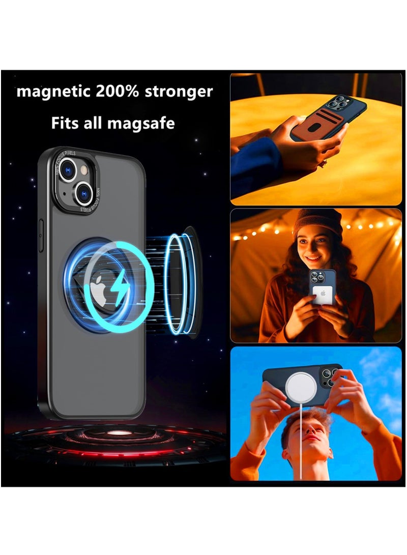 SYOSI Magsafe Case for iPhone 15 Pro Max with 360° Rotatable Adjustable Horizontal and Vertical Ring Holder Anti-Fingerprint Anti-Drop Military Shock Protection for iPhone 15 Pro Max 6.7" Black - Image 5