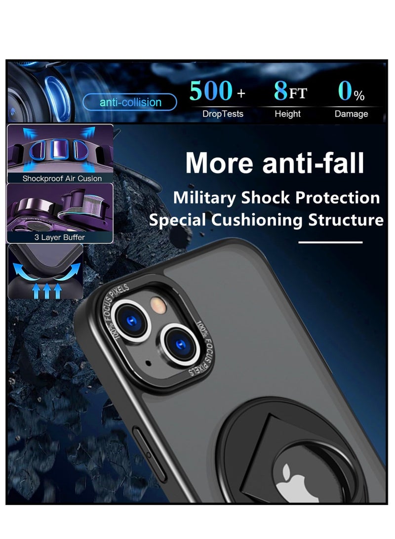 SYOSI Magsafe Case for iPhone 15 Pro Max with 360° Rotatable Adjustable Horizontal and Vertical Ring Holder Anti-Fingerprint Anti-Drop Military Shock Protection for iPhone 15 Pro Max 6.7" Black - Image 4
