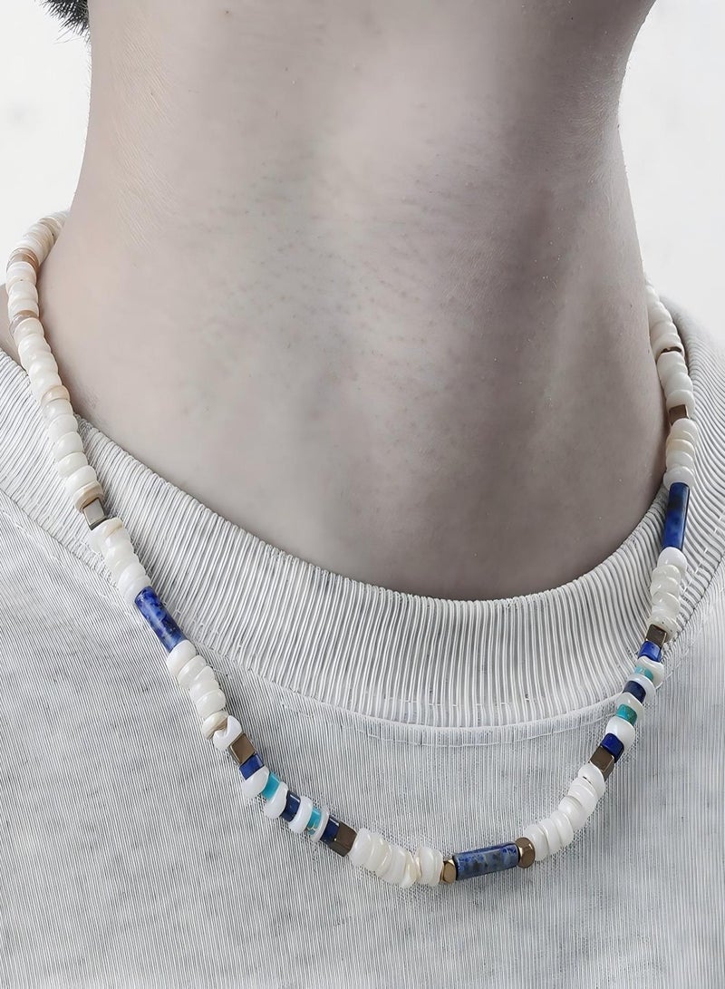 MAGNISHAN Fashion Beaded Necklace – Natural Stone, Freshwater Shell, Stainless Steel Lapis, Summer Jewelry - Image 1