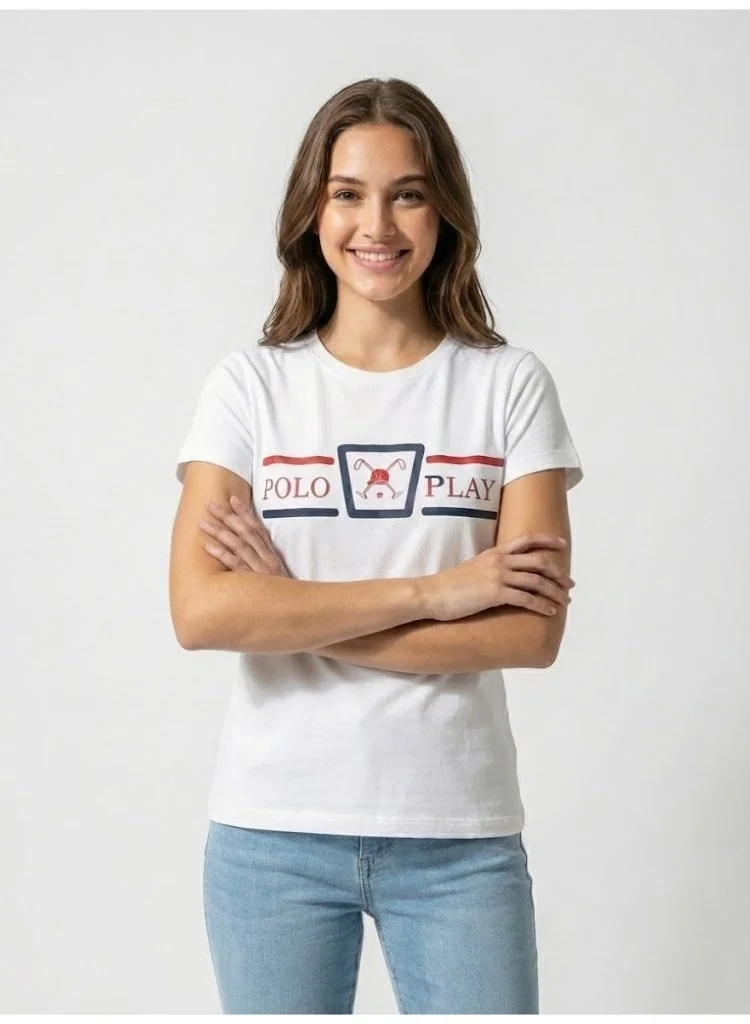 Polo Play Ladies Graphic T-shirt -WHITE