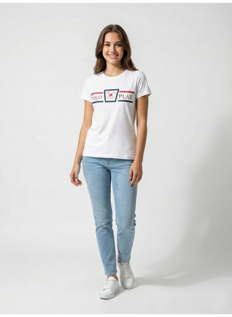 Polo Play Ladies Graphic T-shirt -WHITE