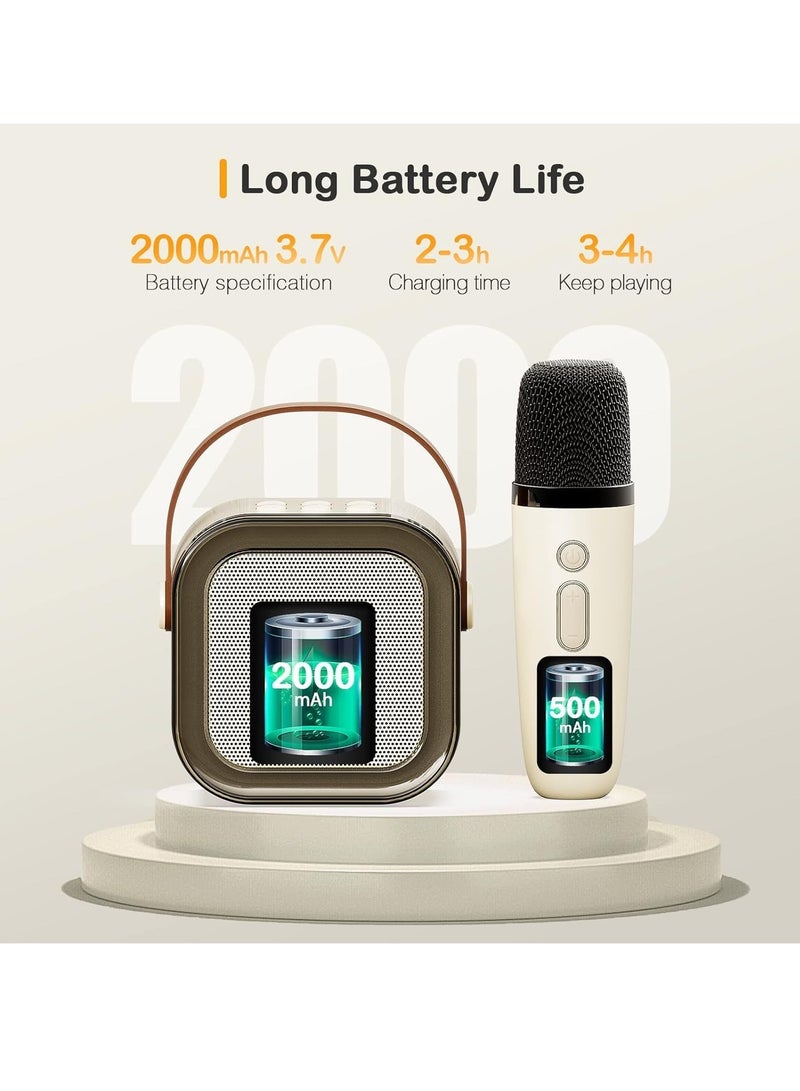 Mini Karaoke Machine Kids Two Wireless Microphones Portable Bluetooth Speaker Party Lights Adults and Kids with Wireless Microphones PA Speaker System for Family Party Singing - Image 4