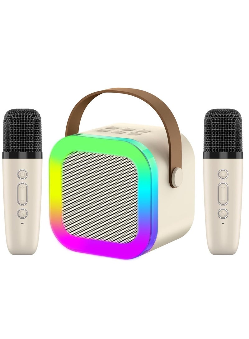 Mini Karaoke Machine Kids Two Wireless Microphones Portable Bluetooth Speaker Party Lights Adults and Kids with Wireless Microphones PA Speaker System for Family Party Singing - Image 1
