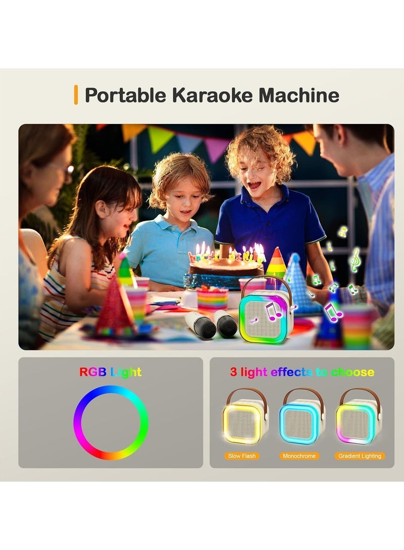 Mini Karaoke Machine Kids Two Wireless Microphones Portable Bluetooth Speaker Party Lights Adults and Kids with Wireless Microphones PA Speaker System for Family Party Singing - Image 5