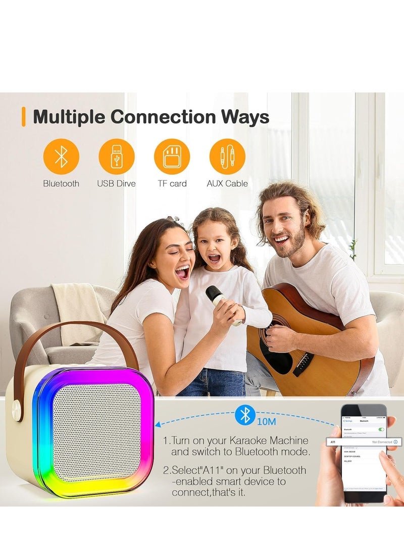 Mini Karaoke Machine Kids Two Wireless Microphones Portable Bluetooth Speaker Party Lights Adults and Kids with Wireless Microphones PA Speaker System for Family Party Singing - Image 2