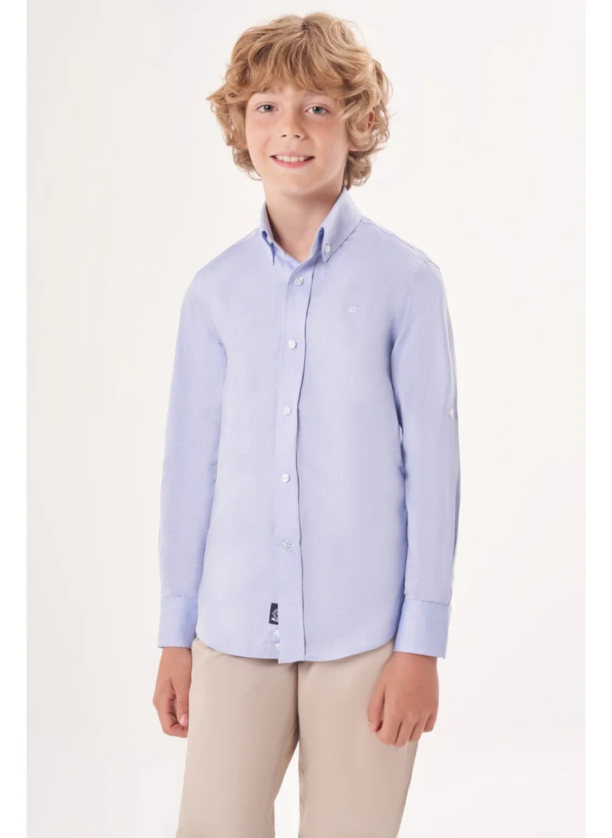 Bisse Men's Regular Fit Long Sleeve Kids Shirt BLUE GM23Y231162_D35