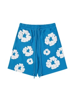 American Style Wood Cotton Foam Mens Shorts Hip Hop Casual Pants Spring Summer Trendy Brand High Street For Men Klein blue