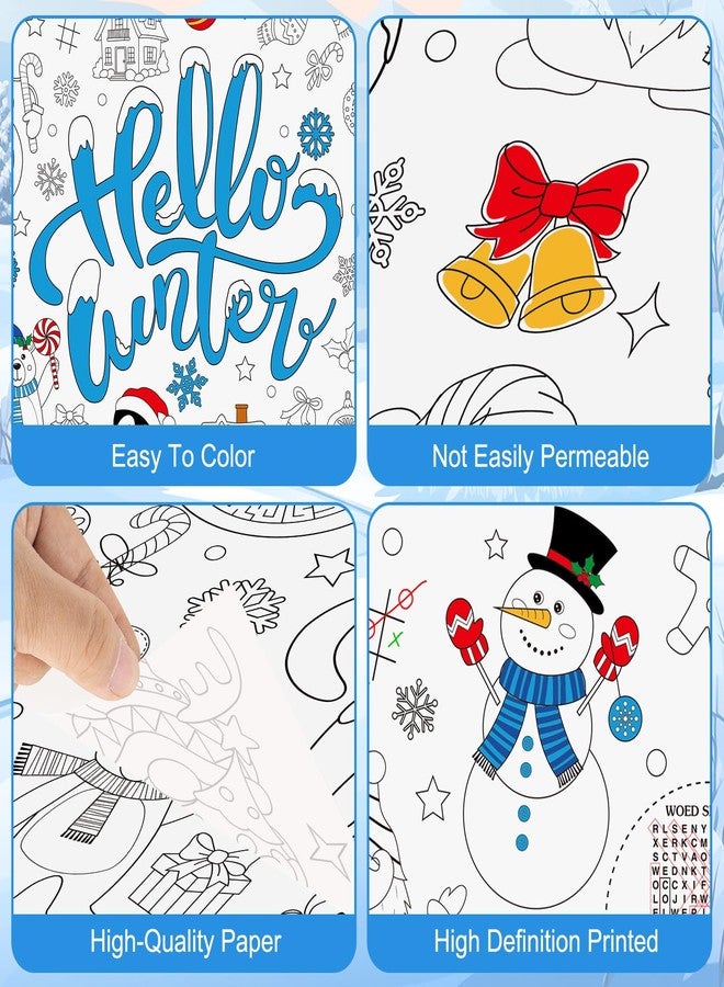 PADELO 1 Pack Winter Coloring Poster - Hello Winter Giant Coloring Tablecloth for Kids, Snowflake Christmas Paper Table Cloth Cover Crafts for Gifts Party Classroom Games Activities Decorations, 72 x 30 Inch - Image 5